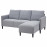 Доставка из Польши ANGERSBY sofa 3-osobowa, z szezlongiem/Knisa jasnoszary ИКЕА-60499077, ЕВРОИКЕА Калининград