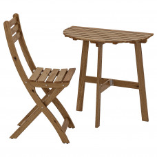 Доставка из Польши ASKHOLMEN Настенный стол+1 складной стул, садовый, светло-коричневая морилка ИКЕА-29133405, ЕВРОИКЕА Калининград