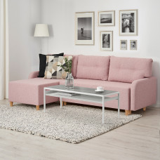 Доставка из Польши ⭐⭐⭐⭐⭐ BASTUBO 3-местный диван-кровать с козеткой светло-розовый,ИКЕА-20485628, Евро Икеа Калининград