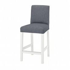 Доставка из Польши BERGMUND Барный стул со спинкой, белый/Gunnared medium grey, 62 cm ИКЕА-89384684, ЕВРОИКЕА Калининград