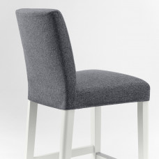 Доставка из Польши ⭐⭐⭐⭐⭐ BERGMUND Барный стул со спинкой, белый/Gunnared medium grey, 62 cm,ИКЕА-89384684, Евро Икеа Калининград