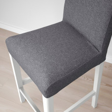 Доставка из Польши ⭐⭐⭐⭐⭐ BERGMUND Барный стул со спинкой, белый/Gunnared medium grey, 62 cm,ИКЕА-89384684, Евро Икеа Калининград