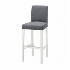 Доставка из Польши BERGMUND Барный стул со спинкой, белый/Gunnared medium grey, 75 cm ИКЕА-89384660, ЕВРОИКЕА Калининград