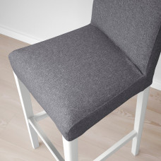 Доставка из Польши ⭐⭐⭐⭐⭐ BERGMUND Барный стул со спинкой, белый/Gunnared medium grey, 75 cm,ИКЕА-89384660, Евро Икеа Калининград