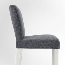 Доставка из Польши ⭐⭐⭐⭐⭐ BERGMUND Барный стул со спинкой, белый/Gunnared medium grey, 75 cm,ИКЕА-89384660, Евро Икеа Калининград