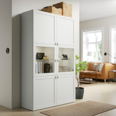 Доставка из Польши ⭐⭐⭐⭐⭐ BESTA regal/szklane drzwi, bialy Hanviken/Sindvik biale szklo przezroczyste, 120x42x193 cm,ИКЕА-19059439, Евро Икеа Калининград