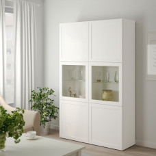 Доставка из Польши ⭐⭐⭐⭐⭐ BESTA regal/szklane drzwi, bialy Hanviken/Sindvik biale szklo przezroczyste, 120x42x193 cm,ИКЕА-19059439, Евро Икеа Калининград