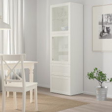 Доставка из Польши ⭐⭐⭐⭐⭐ BESTA regal/szklane drzwi, bialy/Hanviken biale szklo przezroczyste, 60x42x193 cm,ИКЕА-19412534, Евро Икеа Калининград