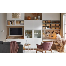 Доставка из Польши ⭐⭐⭐⭐⭐ BESTA regal/szklane drzwi, bialy Lappviken/Sindvik biale szklo przezroczyste, 120x42x193 cm,ИКЕА-29059448, Евро Икеа Калининград