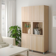 Доставка из Польши ⭐⭐⭐⭐⭐ BESTA regal/szklane drzwi, dab bejcowany na bialo Lappviken/Sindvik/Stubbarp zielony, 120x42x202 cm,ИКЕА-89424454, Евро Икеа Калининград