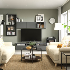 Доставка из Польши ⭐⭐⭐⭐⭐ BESTA kombinacja na TV/szklane drzwi, ciemnoszary Lappviken/Fallsvik antracyt, 300x42x211 cm,ИКЕА-69556073, Евро Икеа Калининград