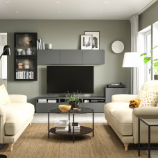 Доставка из Польши ⭐⭐⭐⭐⭐ BESTA kombinacja na TV/szklane drzwi, ciemnoszary Lappviken/Fallsvik antracyt, 300x42x211 cm,ИКЕА-69556073, Евро Икеа Калининград