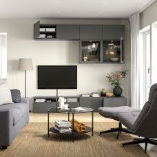 Доставка из Польши ⭐⭐⭐⭐⭐ BESTA kombinacja na TV/szklane drzwi, ciemnoszary Lappviken/Sindvik ciemnoszary, 240x42x231 cm,ИКЕА-89507996, Евро Икеа Калининград