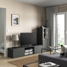 Доставка из Польши ⭐⭐⭐⭐⭐ BESTA kombinacja na TV/szklane drzwi, ciemnoszary Sindvik/Vasterviken ciemnoszary, 240x42x129 cm,ИКЕА-19507891, Евро Икеа Калининград