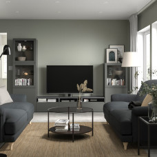 Доставка из Польши ⭐⭐⭐⭐⭐ BESTA kombinacja na TV/szklane drzwi, ciemnoszary Vasterviken/Sindvik ciemnoszary, 300x42x193 cm,ИКЕА-19556056, Евро Икеа Калининград