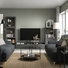 Доставка из Польши ⭐⭐⭐⭐⭐ BESTA kombinacja na TV/szklane drzwi, ciemnoszary Vasterviken/Sindvik ciemnoszary, 300x42x193 cm,ИКЕА-29507904, Евро Икеа Калининград