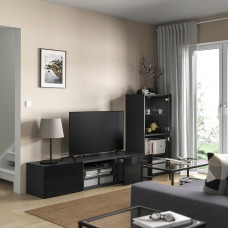 Доставка из Польши ⭐⭐⭐⭐⭐ BESTA kombinacja na TV/szklane drzwi, czarny Selsviken/Fallsvik antracyt, 240x42x129 cm,ИКЕА-99507892, Евро Икеа Калининград