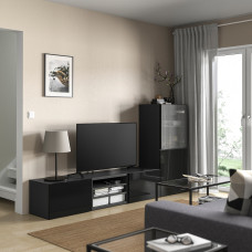Доставка из Польши ⭐⭐⭐⭐⭐ BESTA kombinacja na TV/szklane drzwi, czarny Selsviken/Fallsvik antracyt, 240x42x129 cm,ИКЕА-99507892, Евро Икеа Калининград
