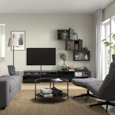 Доставка из Польши ⭐⭐⭐⭐⭐ BESTA kombinacja na TV/szklane drzwi, czarny Selsviken/Fallsvik antracyt, 240x42x190 cm,ИКЕА-59556144, Евро Икеа Калининград