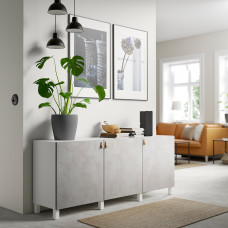 Доставка из Польши ⭐⭐⭐⭐⭐ BESTA kombinacja z drzwiami, bialy Kallviken/Stubbarp/jasnoszary imitacja betonu, 180x42x74 cm,ИКЕА-99421742, Евро Икеа Калининград