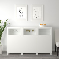Доставка из Польши ⭐⭐⭐⭐⭐ BESTA kombinacja z drzwiami, bialy Lappviken/Sindvik biale szklo przezroczyste, 180x42x112 cm,ИКЕА-09208029, Евро Икеа Калининград