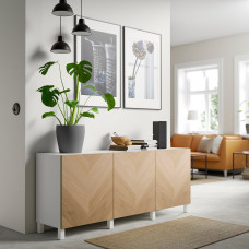 Доставка из Польши ⭐⭐⭐⭐⭐ BESTA kombinacja z drzwiami, bialy/Hedeviken/Stubbarp okl deb, 180x42x74 cm,ИКЕА-29421745, Евро Икеа Калининград