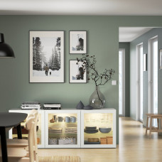 Доставка из Польши ⭐⭐⭐⭐⭐ BESTA kombinacja z drzwiami, bialy/Sindvik biale szklo przezroczyste, 180x42x65 cm,ИКЕА-79325039, Евро Икеа Калининград