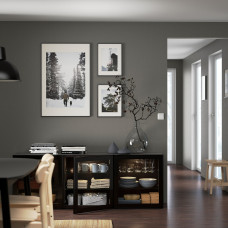 Доставка из Польши ⭐⭐⭐⭐⭐ BESTA kombinacja z drzwiami, czarnybraz/Glassvik czarne/przezroczyste szklo, 180x42x65 cm,ИКЕА-49325069, Евро Икеа Калининград