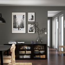 Доставка из Польши ⭐⭐⭐⭐⭐ BESTA kombinacja z drzwiami, czarnybraz/Glassvik czarne/przezroczyste szklo, 180x42x65 cm,ИКЕА-49325069, Евро Икеа Калининград