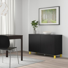 Доставка из Польши ⭐⭐⭐⭐⭐ BESTA kombinacja z drzwiami, czarnybraz/Lappviken/Stubbarp zolty, 120x42x74 cm,ИКЕА-39424395, Евро Икеа Калининград