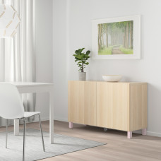 Доставка из Польши ⭐⭐⭐⭐⭐ BESTA kombinacja z drzwiami, dab bejcowany na bialo/Lappviken/Stubbarp rozowy, 120x40x74 cm,ИКЕА-39424404, Евро Икеа Калининград
