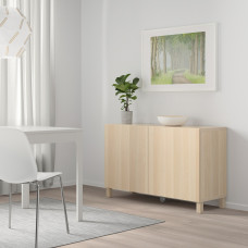 Доставка из Польши ⭐⭐⭐⭐⭐ BESTA kombinacja z drzwiami, dab bejcowany na bialo/Lappviken/Stubbarp dab bejcowany na bialo, 120x42x74 cm,ИКЕА-29209829, Евро Икеа Калининград