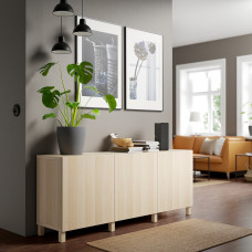 Доставка из Польши ⭐⭐⭐⭐⭐ BESTA kombinacja z drzwiami, dab bejcowany na bialo/Lappviken/Stubbarp dab bejcowany na bialo, 180x42x74 cm,ИКЕА-49139722, Евро Икеа Калининград