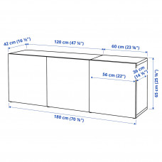 Доставка из Польши ⭐⭐⭐⭐⭐ BESTA kombinacja z drzwiami, dab bejcowany na bialo/Laxviken bialy, 180x42x65 cm,ИКЕА-29325008, Евро Икеа Калининград