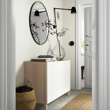 Доставка из Польши ⭐⭐⭐⭐⭐ BESTA kombinacja z drzwiami, dab bejcowany na bialo/Laxviken/Stubbarp bialy, 120x42x74 cm,ИКЕА-79209997, Евро Икеа Калининград