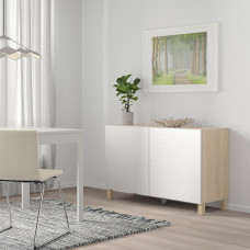 Доставка из Польши ⭐⭐⭐⭐⭐ BESTA kombinacja z drzwiami, dab bejcowany na bialo/Laxviken/Stubbarp bialy, 120x42x74 cm,ИКЕА-79209997, Евро Икеа Калининград