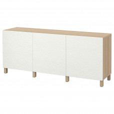 Доставка из Польши BESTA kombinacja z drzwiami, dab bejcowany na bialo/Laxviken/Stubbarp bialy, 180x42x74 cm ИКЕА-09139903, ЕВРОИКЕА Калининград
