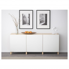 Доставка из Польши ⭐⭐⭐⭐⭐ BESTA kombinacja z drzwiami, dab bejcowany na bialo/Lappviken bialy, 180x42x74 cm,ИКЕА-99139734, Евро Икеа Калининград