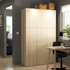 Доставка из Польши ⭐⭐⭐⭐⭐ BESTA kombinacja z drzwiami, dab bejcowany na bialo/Lappviken dab bejcowany na bialo, 120x42x193 cm,ИКЕА-99071507, Евро Икеа Калининград