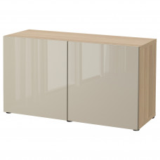 Доставка из Польши BESTA kombinacja z drzwiami, dab bejcowany na bialo/Selsviken wysoki polysk bez, 120x42x65 cm ИКЕА-39324602, ЕВРОИКЕА Калининград