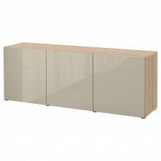 Доставка из Польши BESTA kombinacja z drzwiami, dab bejcowany na bialo/Selsviken wysoki polysk bez, 180x42x65 cm ИКЕА-09324991, ЕВРОИКЕА Калининград