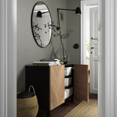 Доставка из Польши ⭐⭐⭐⭐⭐ BESTA kombinacja z drzwiami, czarnybraz/Hedeviken/Stubbarp okl deb, 120x42x74 cm,ИКЕА-49421424, Евро Икеа Калининград