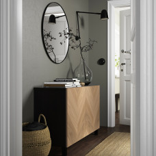 Доставка из Польши ⭐⭐⭐⭐⭐ BESTA kombinacja z drzwiami, czarnybraz/Hedeviken/Stubbarp okl deb, 120x42x74 cm,ИКЕА-49421424, Евро Икеа Калининград