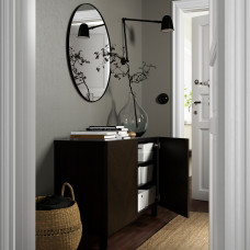 Доставка из Польши ⭐⭐⭐⭐⭐ BESTA kombinacja z drzwiami, czarnybraz Hedeviken/Stubbarp/ciemnobrazowy bejcowana okleina debowa, 120x42x74 cm,ИКЕА-69421423, Евро Икеа Калининград