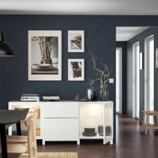 Доставка из Польши ⭐⭐⭐⭐⭐ BESTA kombinacja z szufladami, bialy Lappviken/Sindvik/Stubbarp biale szklo przezroczyste, 180x42x74 cm,ИКЕА-29412675, Евро Икеа Калининград
