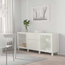 Доставка из Польши ⭐⭐⭐⭐⭐ BESTA kombinacja z szufladami, bialy Lappviken/Sindvik/Stubbarp biale szklo przezroczyste, 180x42x74 cm,ИКЕА-29412675, Евро Икеа Калининград