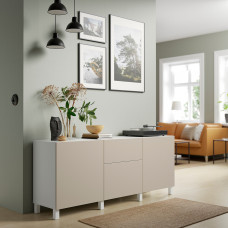 Доставка из Польши ⭐⭐⭐⭐⭐ BESTA kombinacja z szufladami, bialy Lappviken/Stubbarp/jasnoszary/bezowy, 180x42x74 cm,ИКЕА-79440256, Евро Икеа Калининград
