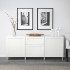 Доставка из Польши ⭐⭐⭐⭐⭐ BESTA kombinacja z szufladami, bialy/Hanviken/Stubbarp bezowy, 180x42x74 cm,ИКЕА-39442200, Евро Икеа Калининград