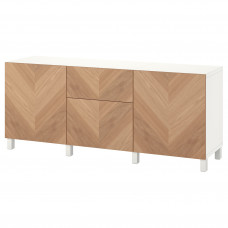 Доставка из Польши BESTA kombinacja z szufladami, bialy/Hedeviken/Stubbarp okl deb, 180x42x74 cm ИКЕА-69421852, ЕВРОИКЕА Калининград