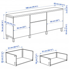 Доставка из Польши ⭐⭐⭐⭐⭐ BESTA kombinacja z szufladami, bialy/Lappviken/Stubbarp bialy, 180x42x76 cm,ИКЕА-79424341, Евро Икеа Калининград